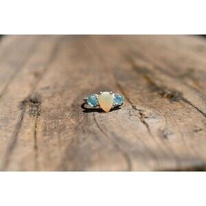 Opal Engagement Ring, Natural Ethiopian Opal, Sterling Silver (Size 5)